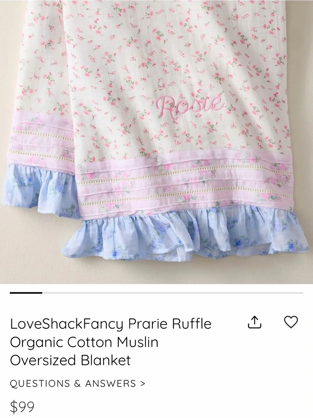 LoveShackFancy Prarie Ruffle Organic Cotton Muslin Oversized Blanket